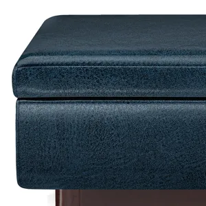 Owen - Coffee Table Storage Ottoman - Distressed Dark Blue