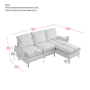 Modern Sectional Technical Leather L-Shaped Sofa Couch With Reversible Chaise Lounge - Dark Gray
