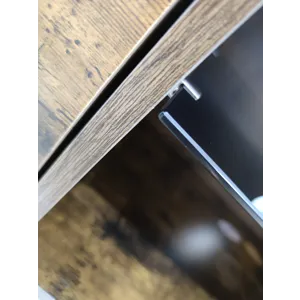 Rustic Brown TV Console With Push-To-Open Storage Cabinet For TV, Wood & Glass TV Stand For Living R