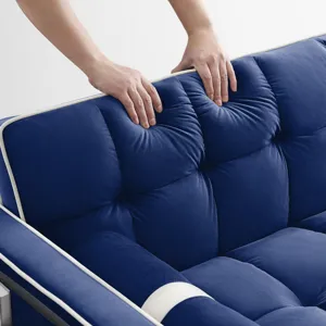 Modern Convertible Sleeper Sofa Couch With Pull Out Bed With Pillows & Side Pockets For Small Space,