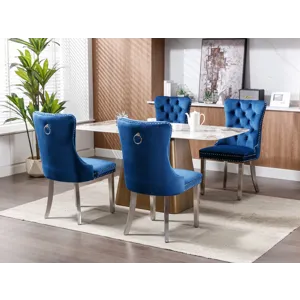 Nikki - Modern, High-End Tufted Solid Wood Contemporary Velvet Upholstered Dining Chair With Chrome 