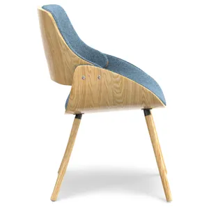 Malden - Bentwood Dining Chair with Wood Back - Denim Blue / Light Brown