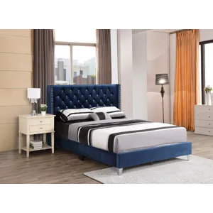 Julie - G1924-QB-UP Queen Upholstered Bed - Navy Blue
