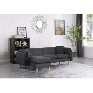 Brayden - Fabric Sectional Sofa Chaise - Dark Gray