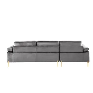 Shannon - Velvet Sectional Sofa With Chaise - Gray