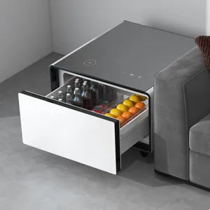 Modern Smart Side Table With Built-In Fridge, Wireless Charging, Temperature Control, Power Socket, 