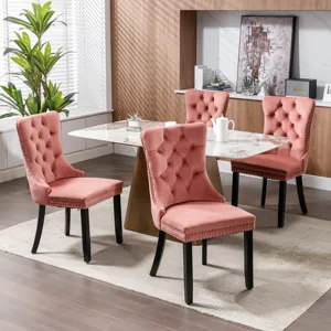 Nikki - Modern, High-End Tufted Solid Wood Contemporary Velvet Upholstered Dining Chair With Wood Le