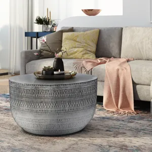 Johnsen - Metal Coffee Table - Antique Silver