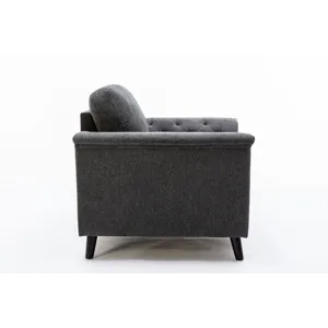 Stanton - Linen Chair With Tufted Arms - Dark Gray