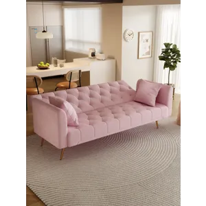 Convertible Double Folding Living Room Sofa Bed - Pink