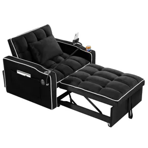 Convertible Sleeper Chair Sofa Bed Adjustable Pull Out Sleeper Chair Bed Multi-Pockets Folding Sofa 