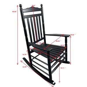 Balcony Porch Adult Rocking Wood Chair - Black