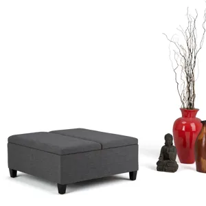 Ellis - Coffee Table Storage Ottoman - Slate Grey