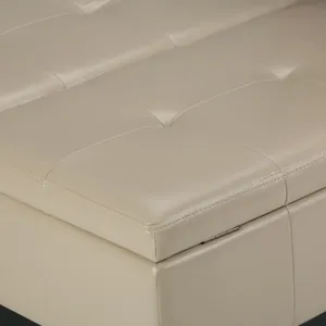 Dover - Square Coffee Table Storage Ottoman - Satin Cream