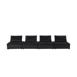Anna - Velvet 4 Piece Sectional Sofa - Black