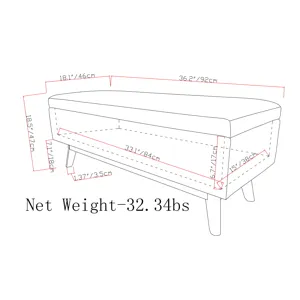 Owen - Small Rectangular Storage Ottoman - Distressed Saddle Brown