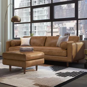 Morrison - 89\" Sofa and Ottoman Set - Caramel Brown