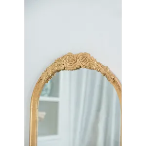 Wood Floor Mirror, Full Body Mirror Dressing Make Up Mirror For Bathroom Bedroom Living Room - Gold