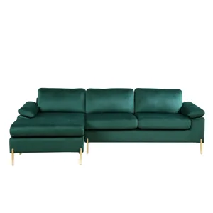 Shannon - Velvet Sectional Sofa With Chaise - Green