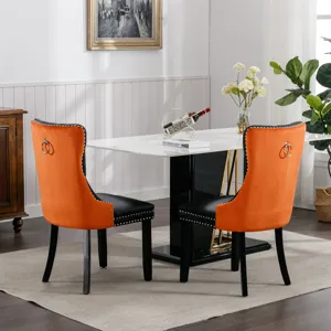 Nikki - Modern, High-End Tufted Solid Wood Contemporary PU And Velvet Upholstered Dining Chair With 