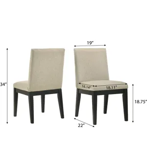 Roundhill Furniture - Rocco Contemporary Solid Wood Dining Chairs (Set of 2) - Beige
