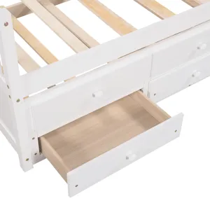 Twin Size Daybed With Trundle And Drawers - White