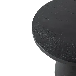 Round Side Table With Pedestal Base - Black - Black
