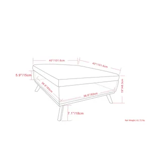 Owen - XL Square Coffee Table Storage Ottoman - Distressed Black