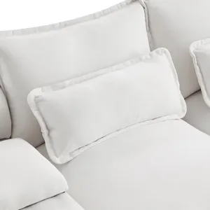 Modern U Shaped Sofa With Console, Cupholders And USB Ports, 6 Seat Upholstered Symmetrical Indoor F