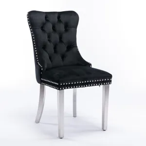 Nikki - Modern, High-End Tufted Solid Wood Contemporary Velvet Upholstered Dining Chair With Chrome 