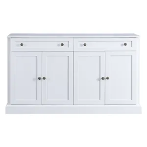 Kitchen Sideboard Storage Buffet Cabinet With 2 Drawers & 4 Doors Adjustable Shelves For Dining Room, Living Room - White