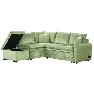 Convertible Sofa Bed Sectional Sofa Sleeper L-Shaped Sofa With A Storage Ottoman, Two Pillows, Two P