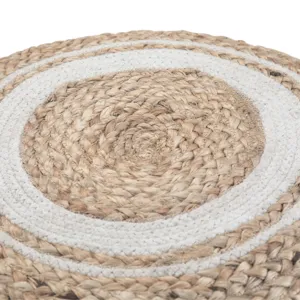 Serena - Round Braided Pouf - Natural