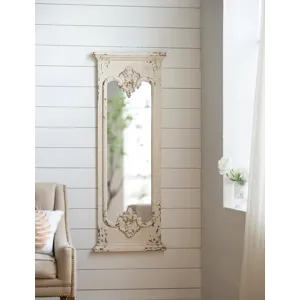 Full Length Mirror With Solid Wood Frame, Floor Mirror For Living Room Bedroom Entryway - White
