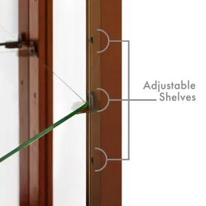 6 Shelf Lighted Corner Curio Cabinet With Adjustable Tempered Glass Shelves And Mirror Back (E26 Lig