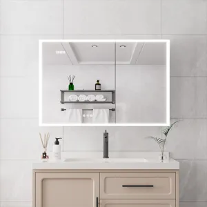 Bathroom Medicine Cabinet With Lights, 36×24\" LED Medicine Cabinet With Mirror, Double Door Lighted