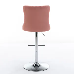 Swivel Velvet Barstools Adjusatble Seat Height From 25-33\", Modern Upholstered Chrome Base Bar Stoo