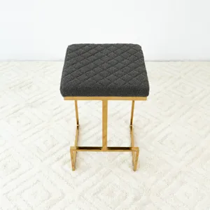 Joel - Mid-Century Modern Luxury Upholstered Stool - Gray