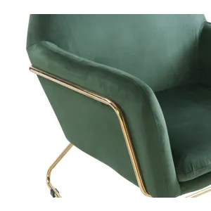 Keira - Velvet Accent Chair With Metal Base - Green