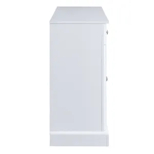 Kitchen Sideboard Storage Buffet Cabinet With 2 Drawers & 4 Doors Adjustable Shelves For Dining Room, Living Room - White