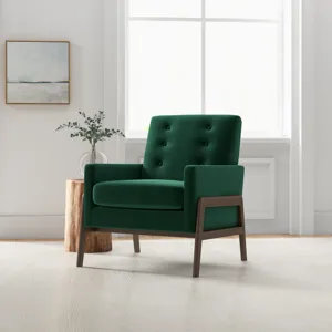 Cole - Solid Wood Lounge Chair - Green