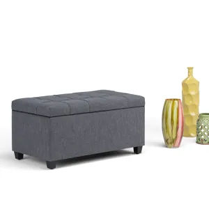 Sienna - Storage Ottoman Bench - Slate Grey