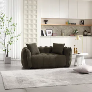 Soft Beanbag Chair With High Resilience Foam Core For Two People - Olive Green