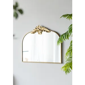 Arched Mirror With Metal Frame, Wall Mounted Mirror For Living Room Bedrrom - Gold