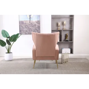 Modern Accent Chair With Ottoman, Comfy Armchair For Living Room, Bedroom, Apartment, Office - Pink