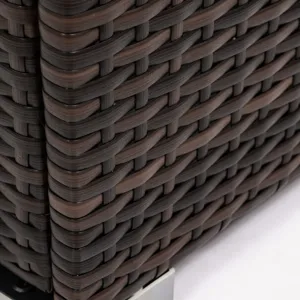 Wicker Fire Pit Column With Glass Wind Guard - Dark Brown