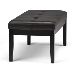 Lacey - Tufted Ottoman Bench - Distressed Black