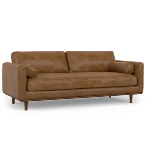 Morrison - 89\" Sofa and Ottoman Set - Caramel Brown