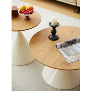 Round Coffee Table - Brown / White