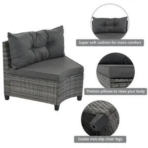 8 Pieces Outdoor Wicker Round Sofa Set, Half-Moon Sectional Sets All Weather, Curved Sofa Set With R